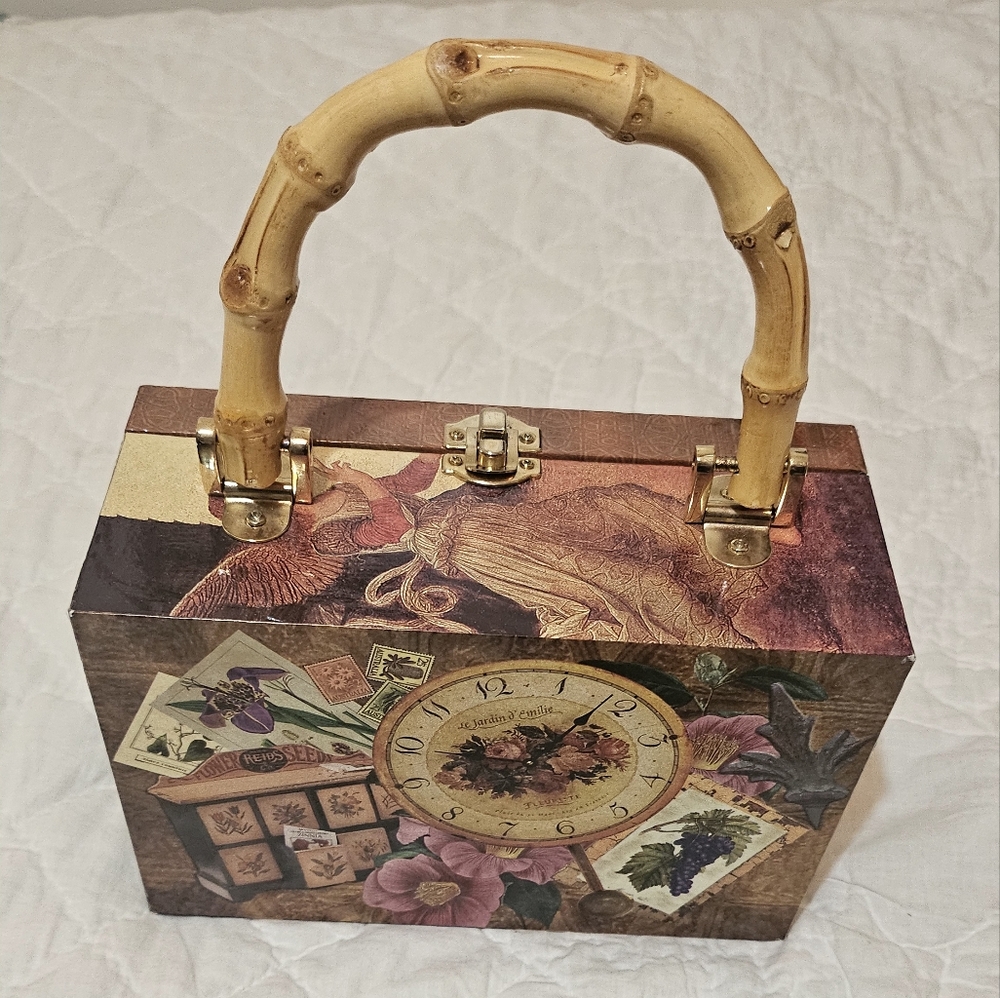 Vintage Style Bamboo Handle Box Purse